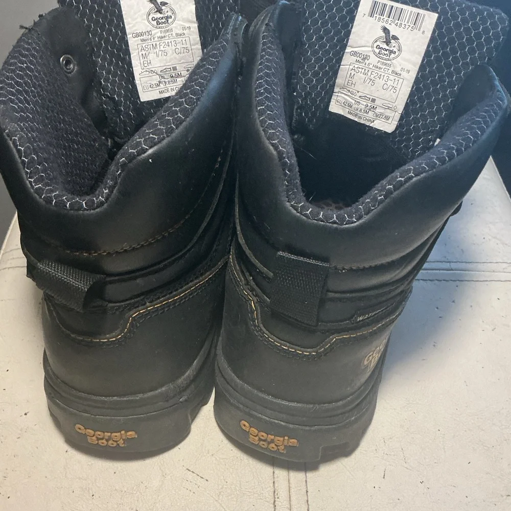 Men's Black Lace-Up Work Boots STEEL TOE